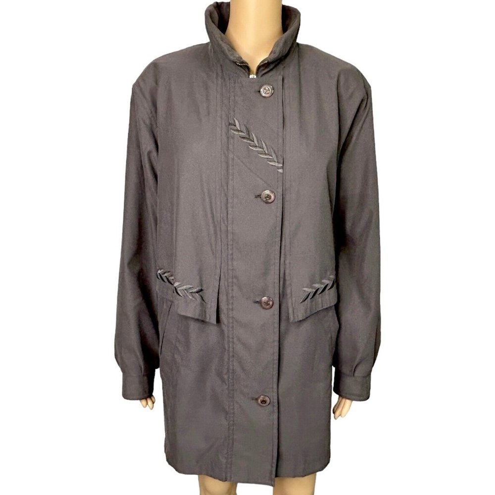 Gallery Womens M Taupe Zip &‎ Button Up Winter Jacket Coat